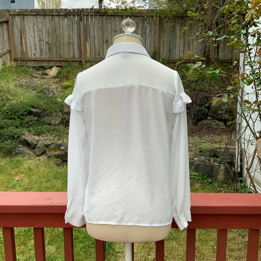 SALE 5/$25 Sheer White Ruffle Peasant Blouse S - Picture 4 of 5